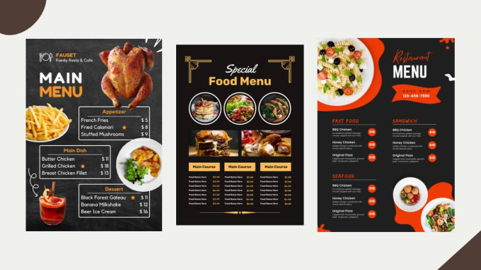 Design a modern and professional menu for a restaurant by Ragib_jahan ...