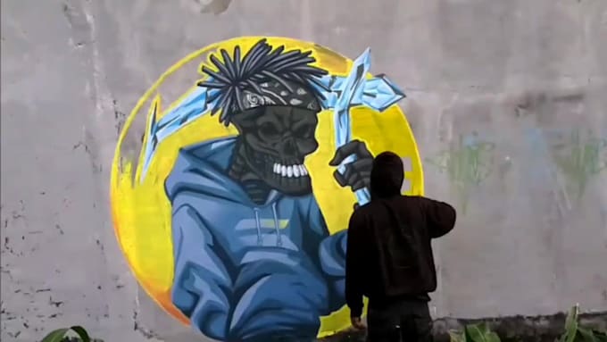 realize your logo name into mural graffiti 3d on the wall