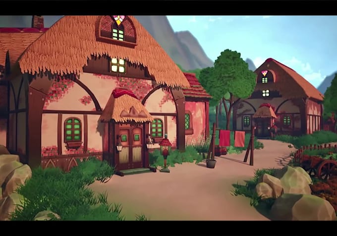 Design stylized 3d game environment in unreal engine, 3d low poly ...