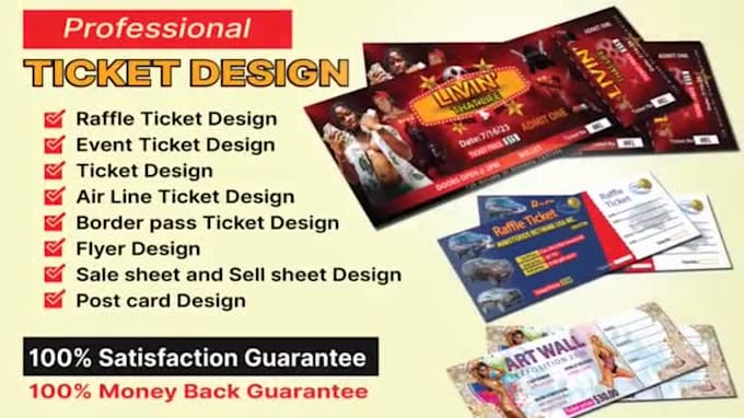 design event ticket, ticket, raffle ticket for any event 4hrs