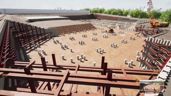 create 3d construction animation 3d building crane sequence stages