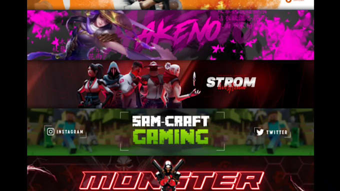 Design a custom anime,gaming banner for youtube,facebook,twitter etc by ...