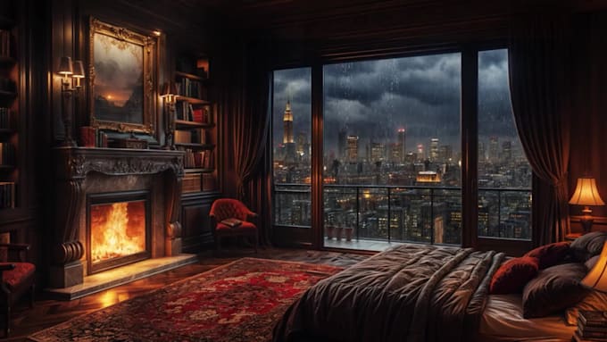 create cozy rain ambient video with natural sounds