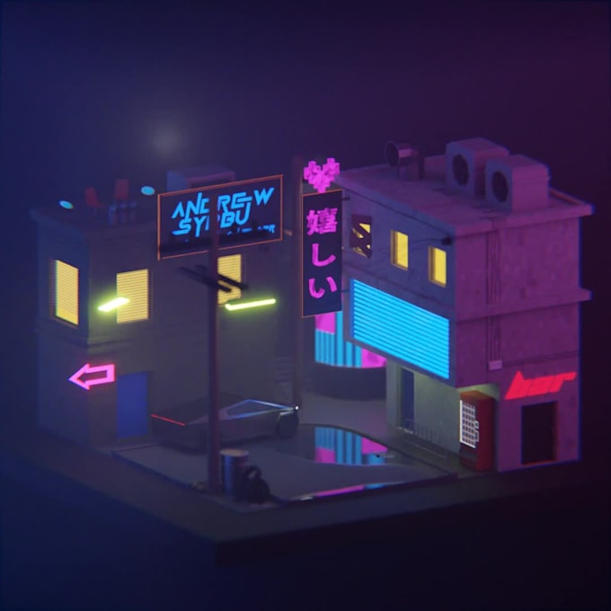 create 3d low poly environment, static or animated