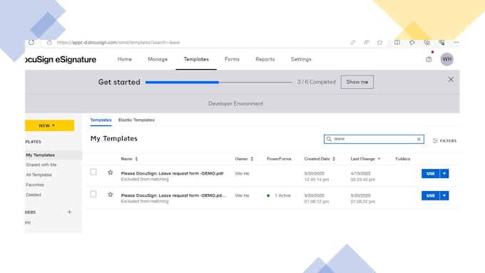 create docusign template or power form of docusign