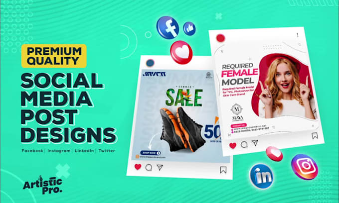 design premium quality instagram facebook and linkedin post
