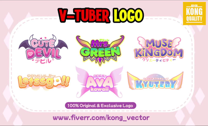 design custom vtuber logo for your live2d vtuber model on cute anime manga style