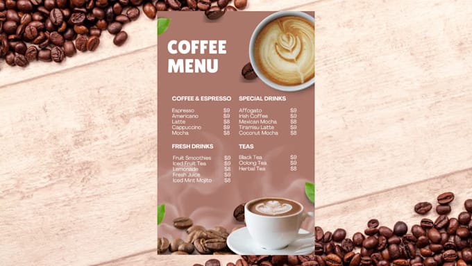 do professional coffee menu design