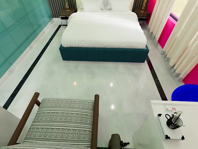 design modern bedroom interior with realistic 3d rendering