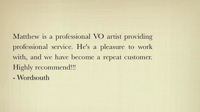 record a 100 word professional voice over