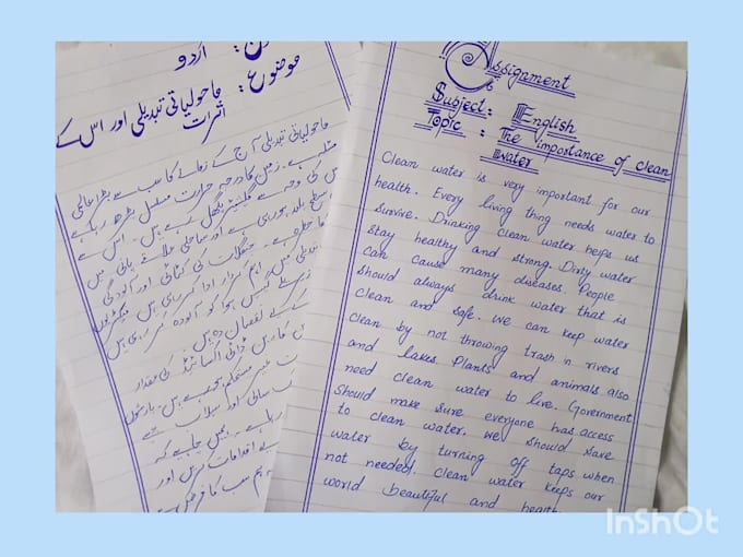 write urdu and english nice handwritten   assignments