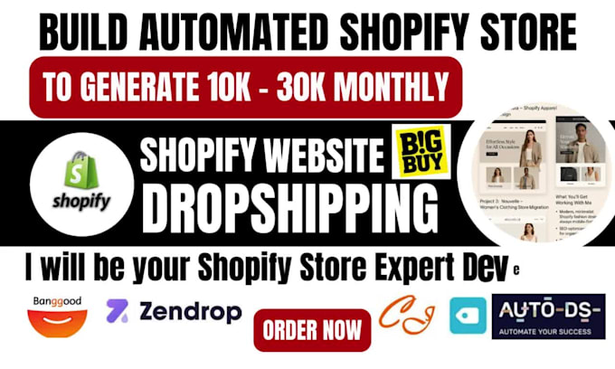 build automated shopify dropshipping store ecommerce website development expert
