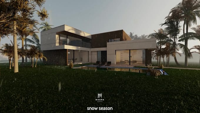 design modern villa exterior and render realistic images