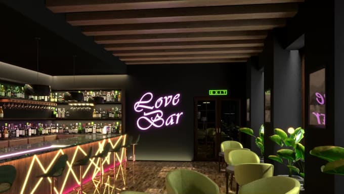 3d render the interior of your bar, cafe, restaurant, or coffee shop