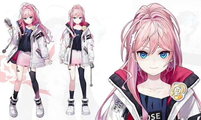 3d vtuber avater, live 2d vtuber character, face rig vrchat vriod model streams