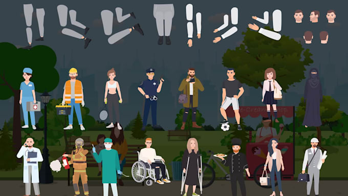 create a separate layered vector cartoon character ready for animation