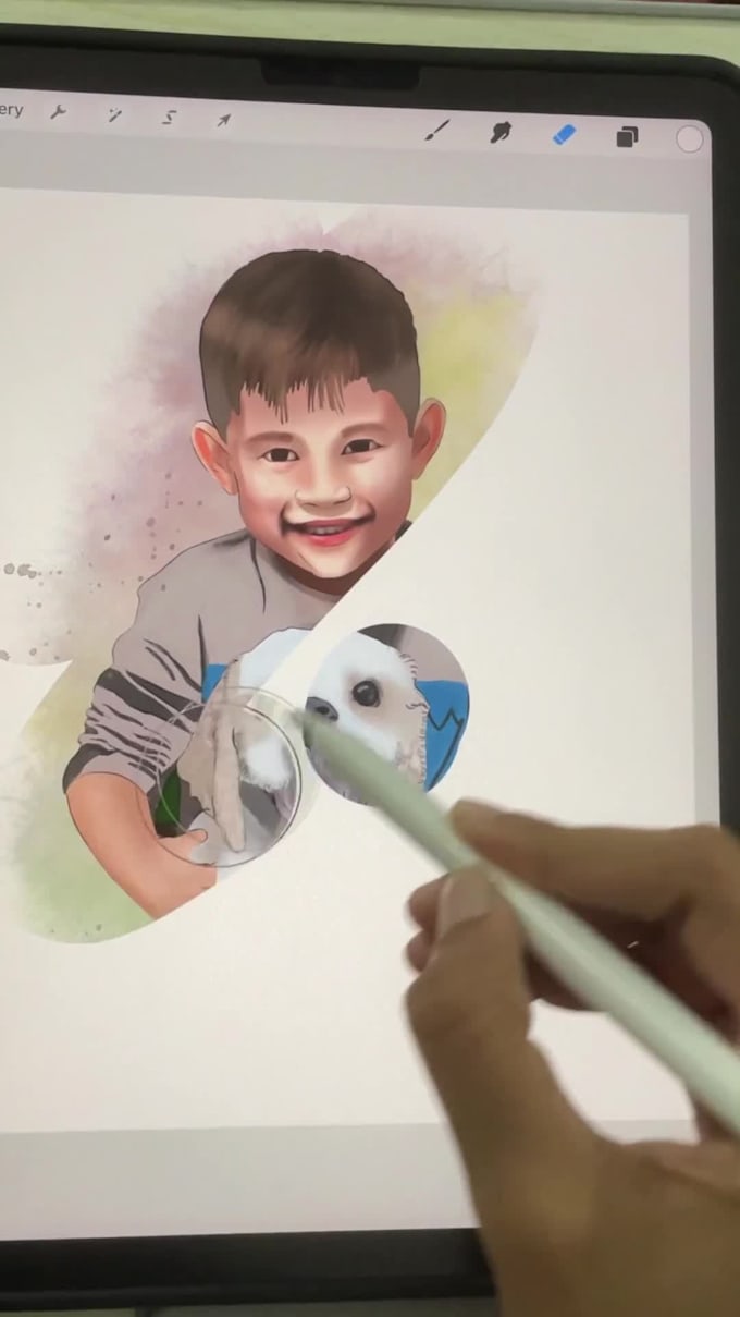 hand paint stylized watercolor portrait