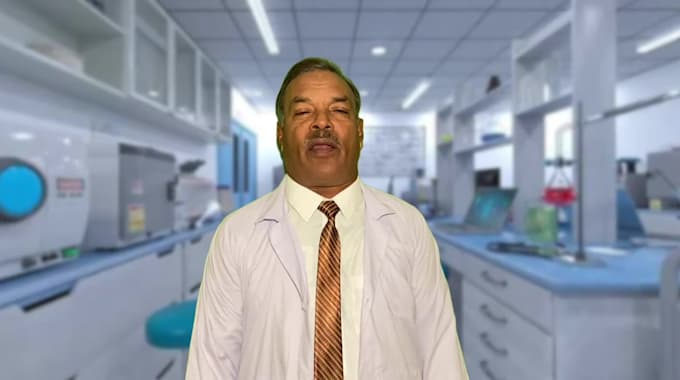 be green screen medical spokesperson in lab coat