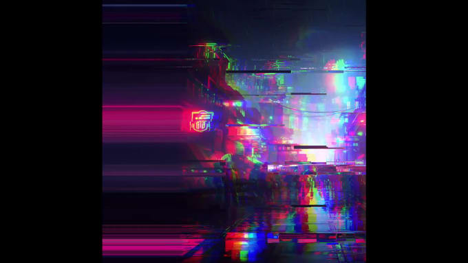 neon cyber anime glitch pfp on Make a GIF