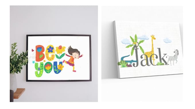 create cute digital wall art for nursery, kids room or etsy shop
