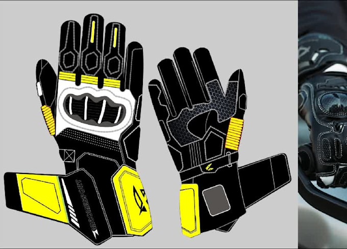 design motorbike gloves and gloves, jackets