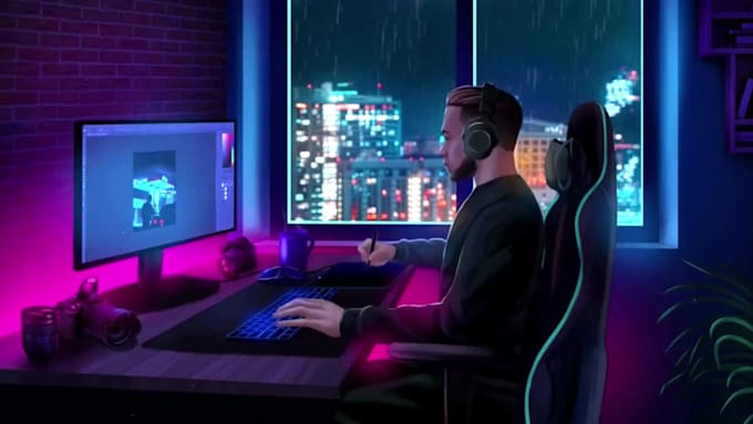 create 10 anime, gif, lofi animation loop, lofi loop animation