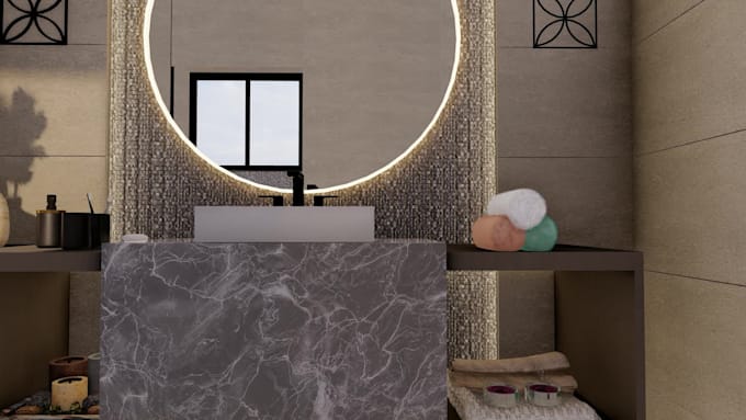 make photorealistic bathroom interior rendering