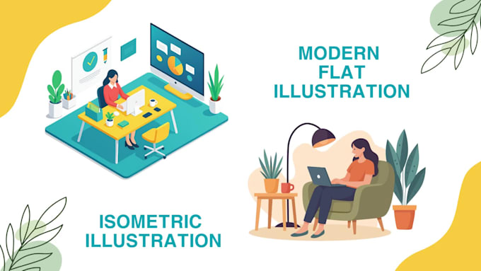 create flat and isometric illustrations for apps and website
