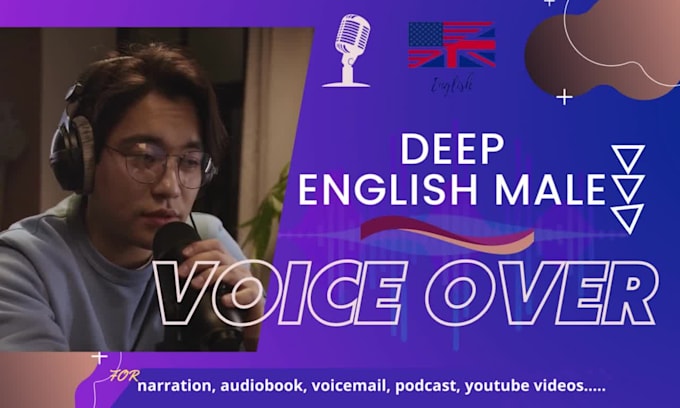 record an adult male voice over in american, british english