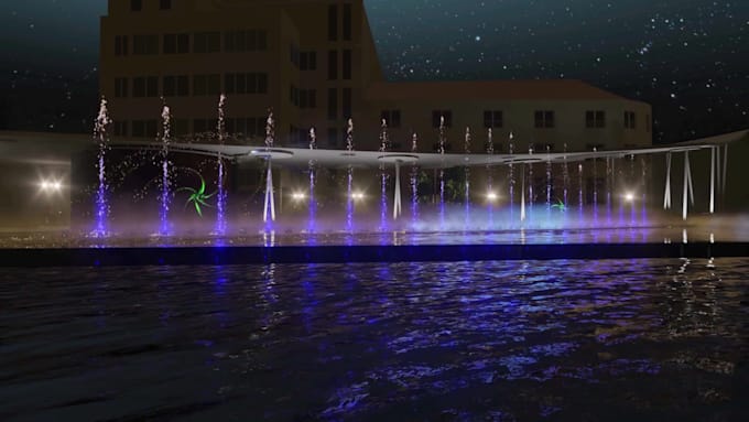 do fountain, water rendering and animation