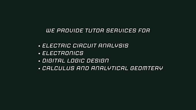 provide tutor services for all courses of electrical and electronics engineering