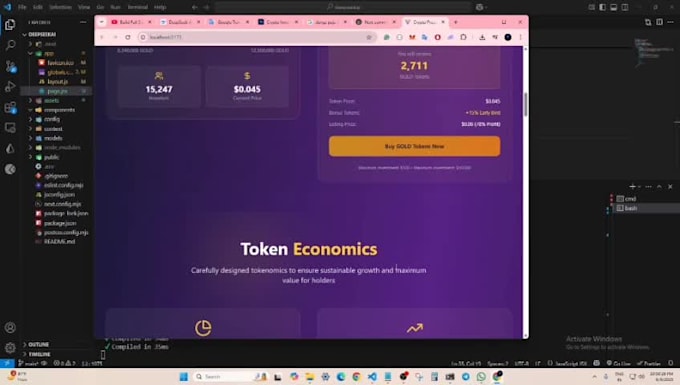 create a presale website frontend