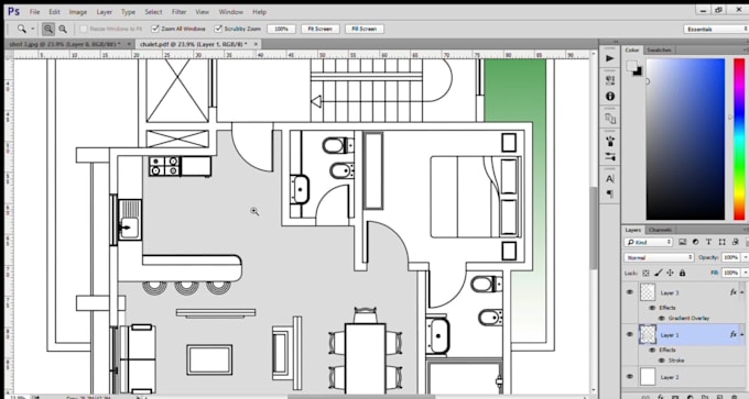 do photoshop rendering for your cad drawings