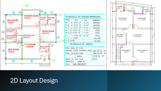 create 2d architectural floor plans, cad drawings and elevations