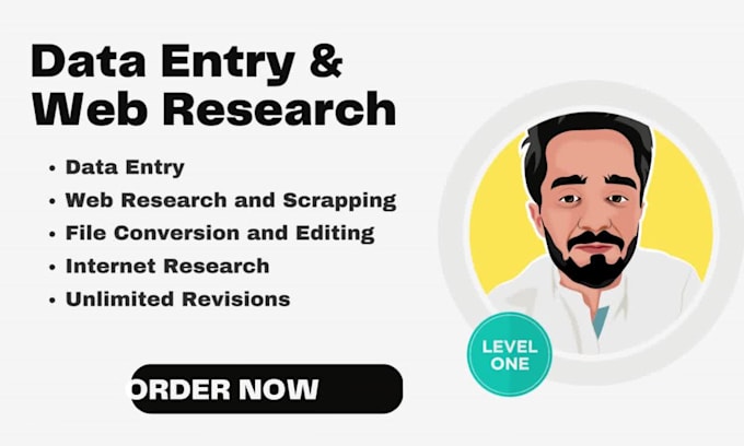 do any type of data entry and website research work