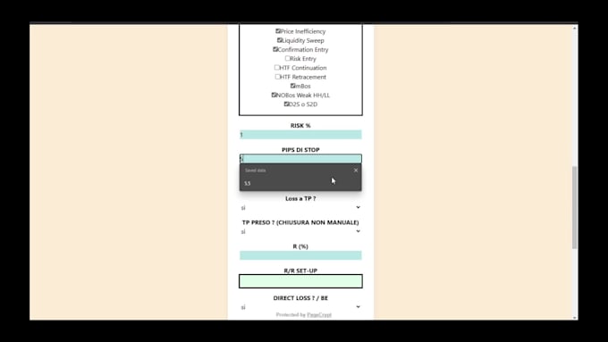 create custom HTML module for fast and automatic data entry to google sheets
