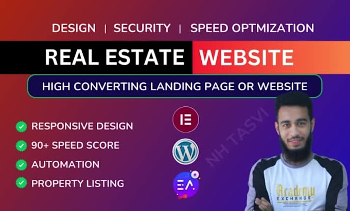 create high converting real estate landing page or wordpress website