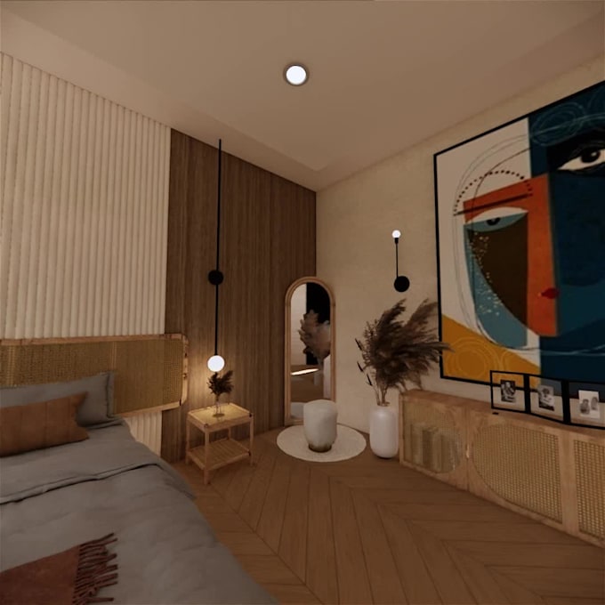 Do bedroom interior design with 3d renders by Suhaira_fayyaz | Fiverr