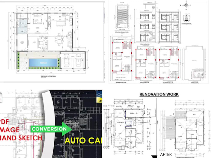 Convert pdf or sketch to clean 2d cad floor plans in autocad, dwg and ...