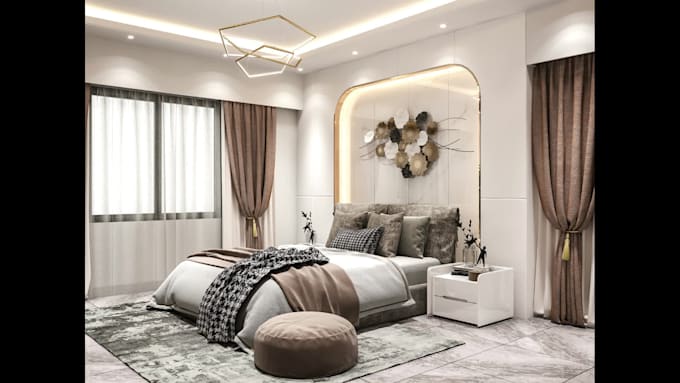 do bedroom interior design and realistic rendering