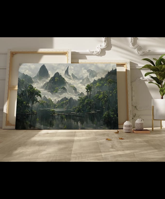 create wall art print on demand mockup video