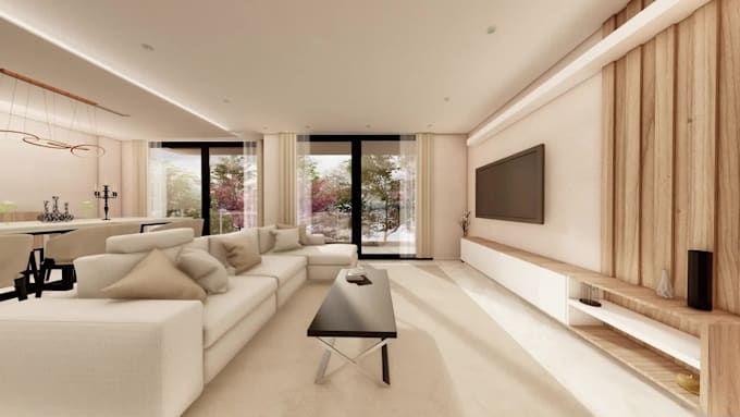 Design interior 3d model and create a realistic rendering, virtual tour ...