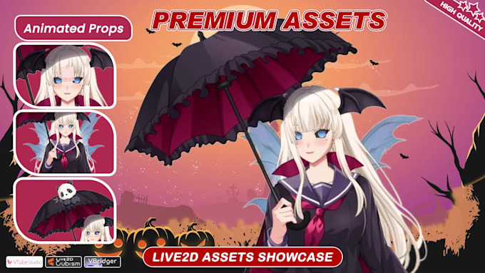 design custom vtuber assets, props and animated items for live2d models