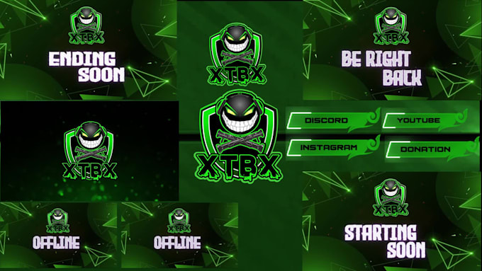 professional twitch logo, screens, overlays, alerts