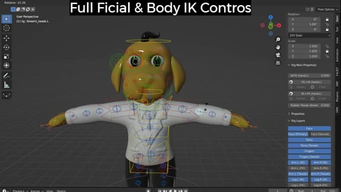 do 3d model and rigging characters in blender