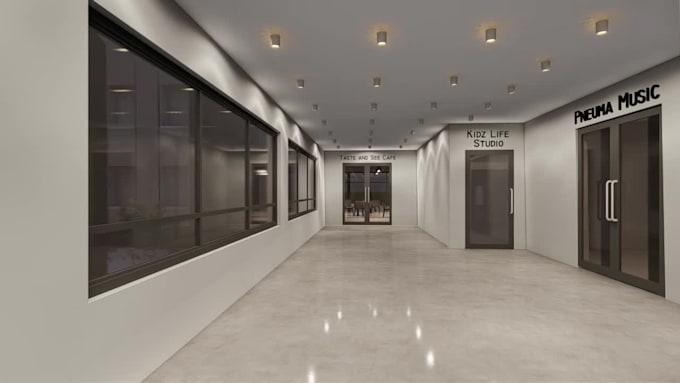 design church interior and exterior with animations