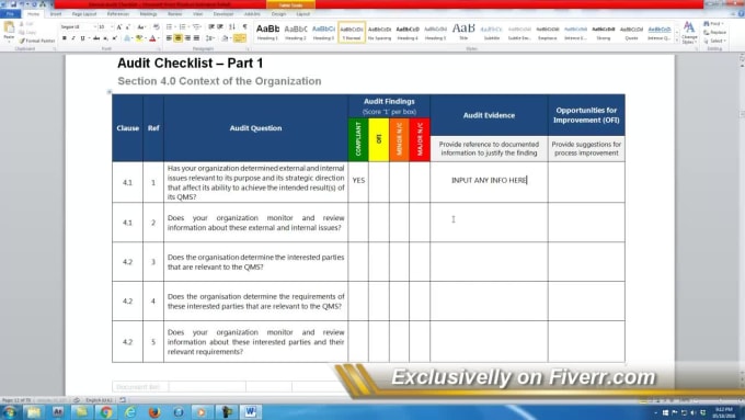 free iso 9001 2015 audit checklist excel xls