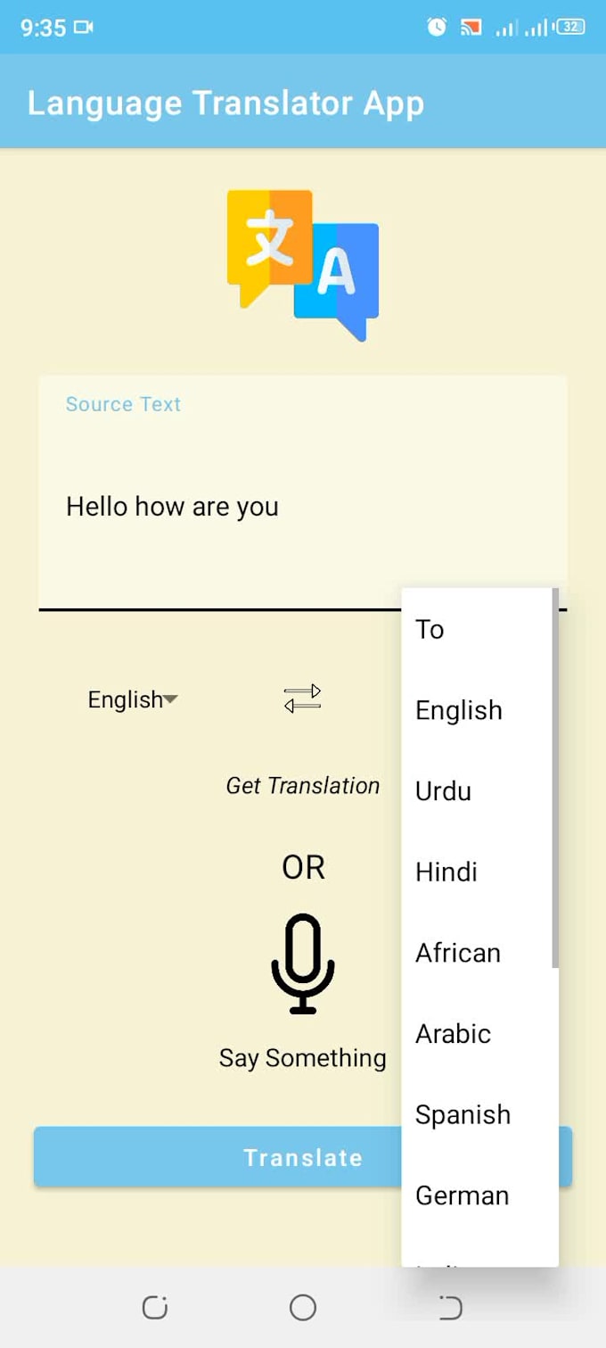 make translating app for you