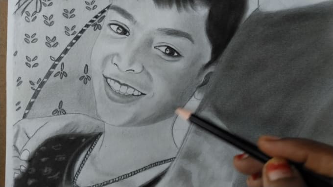 Draw black and white graphite and charcoal drawing by Srilakshmidevi ...