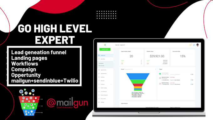 build go high level  sales funnel, setup go high level